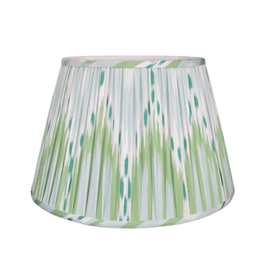 Schumacher - Bukhara Ikat in Mineral Blue & Leaf Green Fabric Lampshade