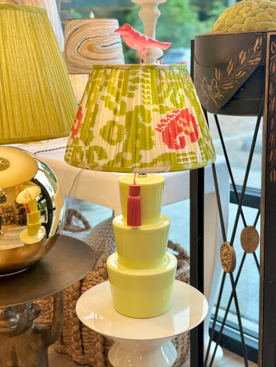 Citron lamp and ikat lampshade