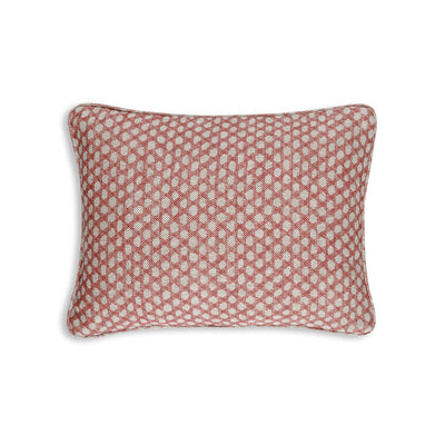 Small oblong designer Fermoie cushion in Pink Wicker linen fabric 