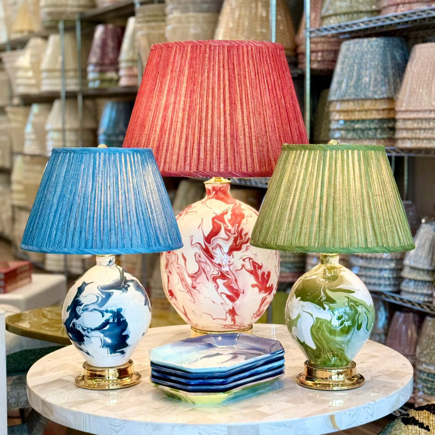 Paul Schneider Lamps and Fermoie Lampshades