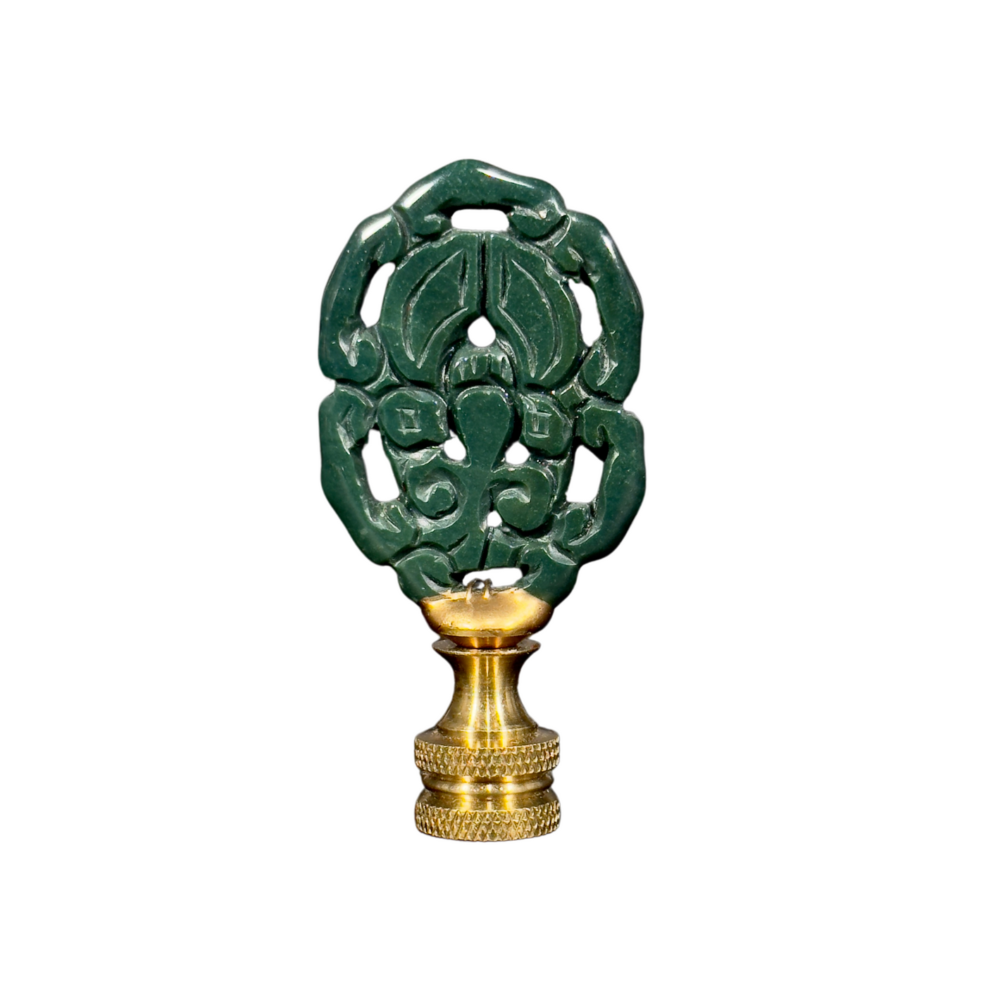 Dark Green Jasper Floral Finial