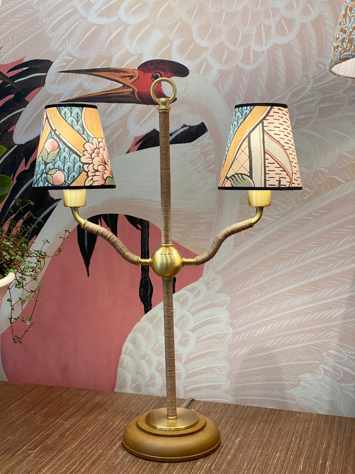 Gucci floral shades on a desk lamp