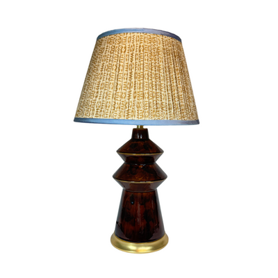 Hwang Bishop Malibu Table Lamp in Tortoise with a Gold Base