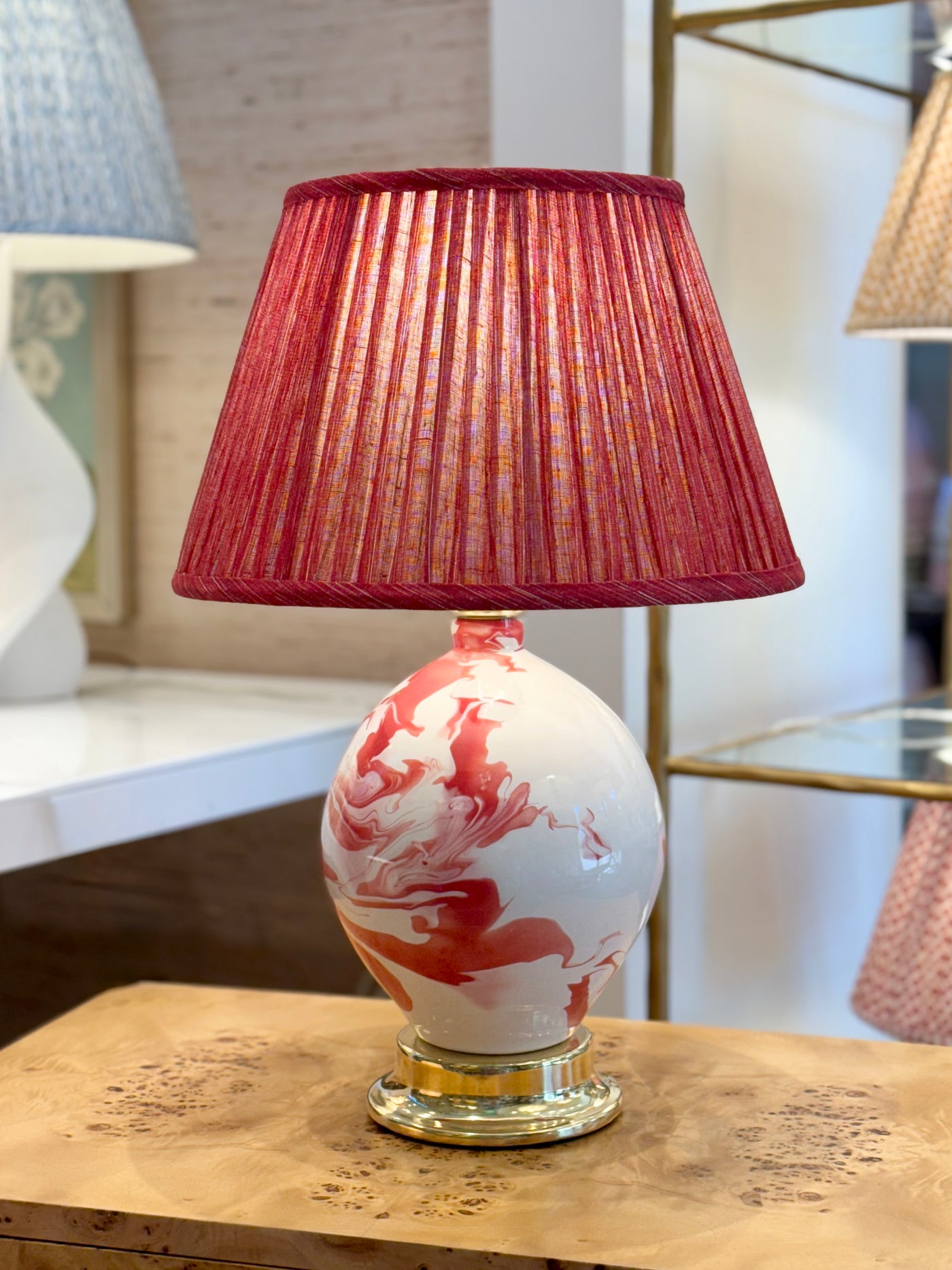 Paul Schneider Maypearl Lamp in Red & White Geode