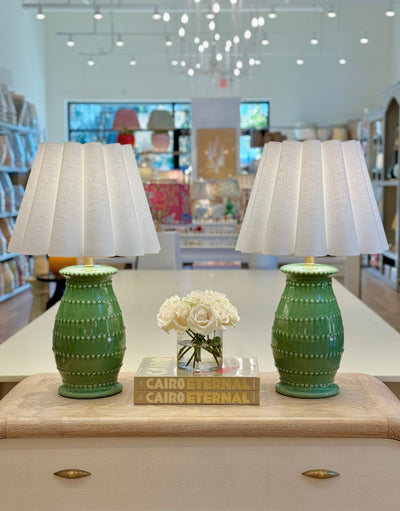 White Out Scallop Linen Hardback Lampshade