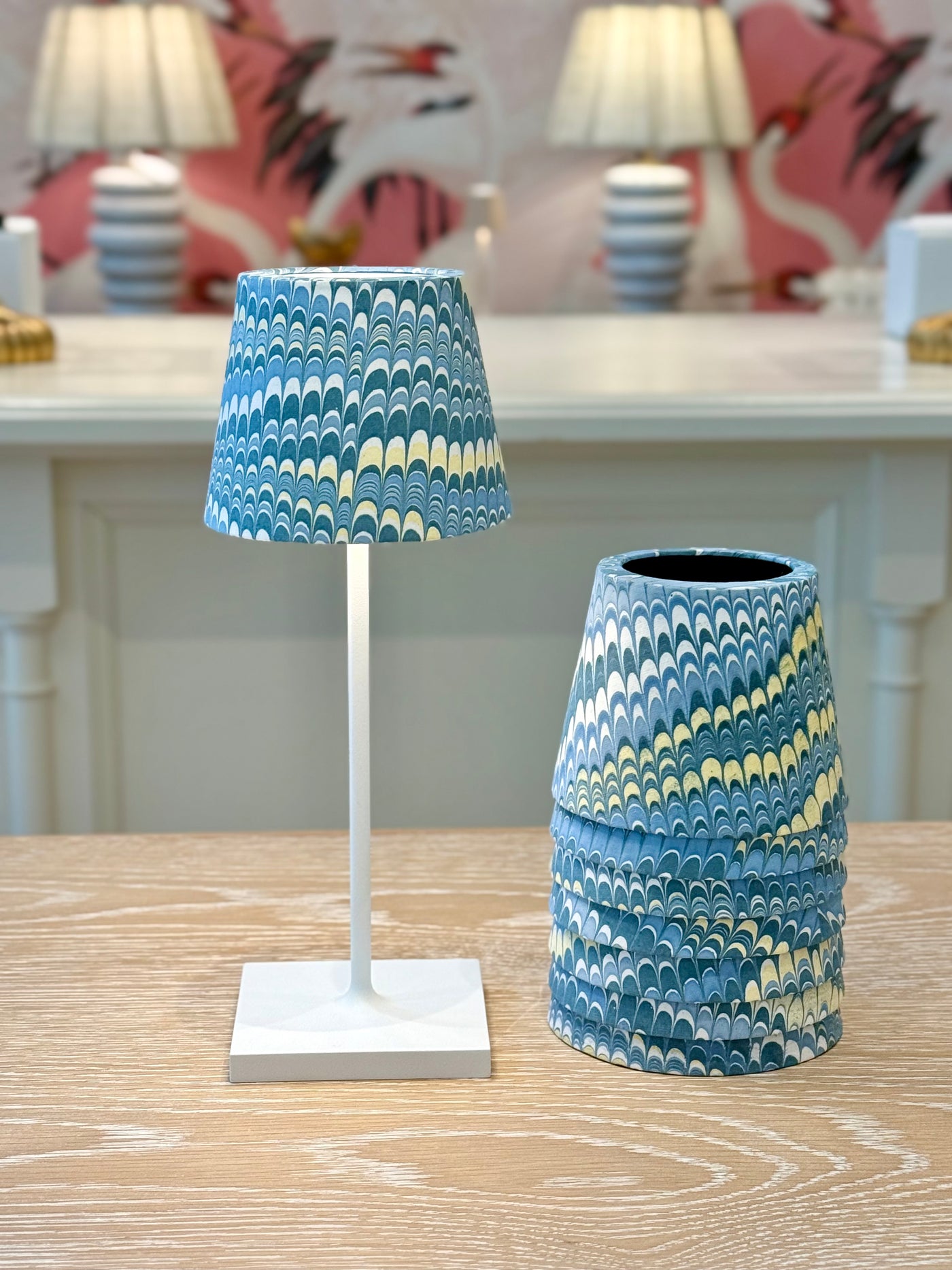 Blue Mountain Marbled Paper Lampshade for Poldina Pro & Pro Mini