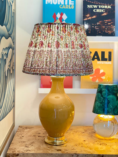 Ian Sanderson Chilli Mallow lampshade on a Paul Schneider lamp