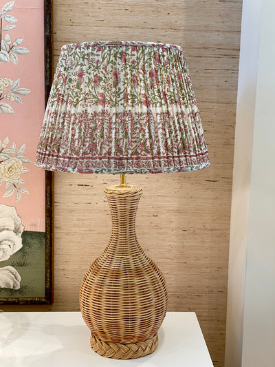 Ian Sanderson lampshade and rattan lamp