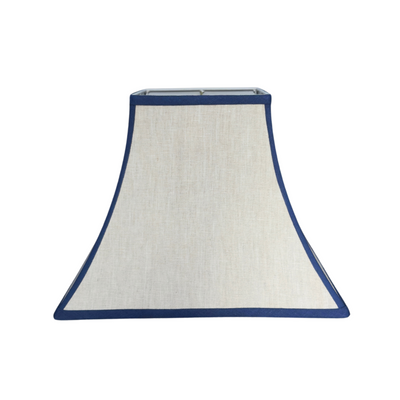 Oatmeal Linen Square Bell Lampshade with Navy Trim