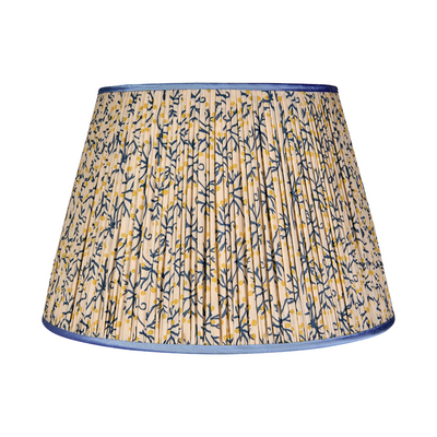 Penny Morrison Blue/Yellow Juniper Pleated Lampshade with Blue Trim