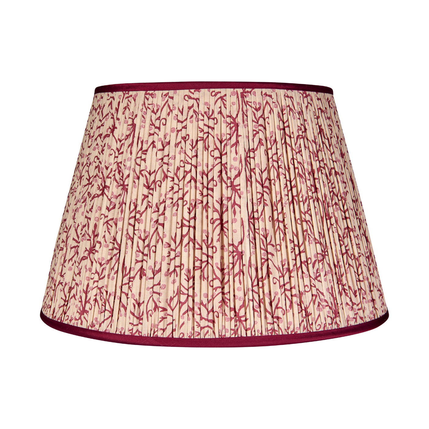 Penny Morrison Raspberry/Red Juniper Pleated Lampshade with Burgundy Trim