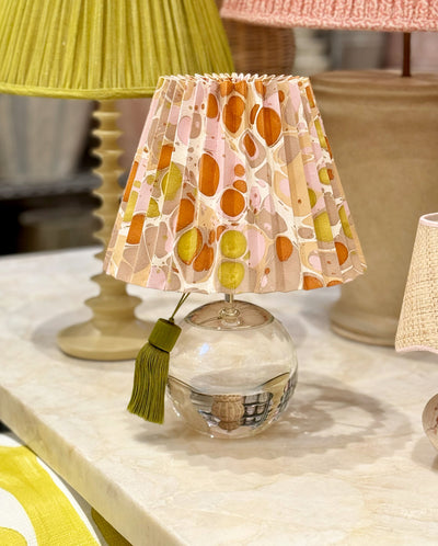 Crystal lamp and marbled paper lampshade