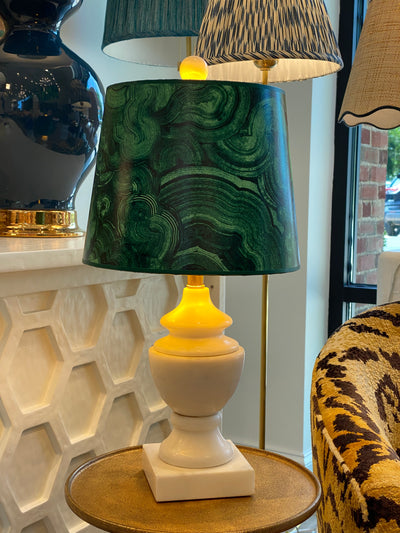 Jade Urn Lamp with a Malachite Lampshade