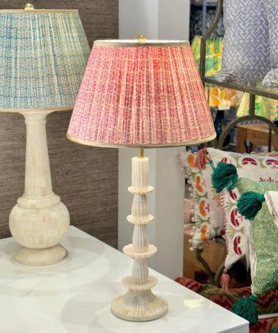 Penny Morrison karni mata bone lamp and silk lampshade