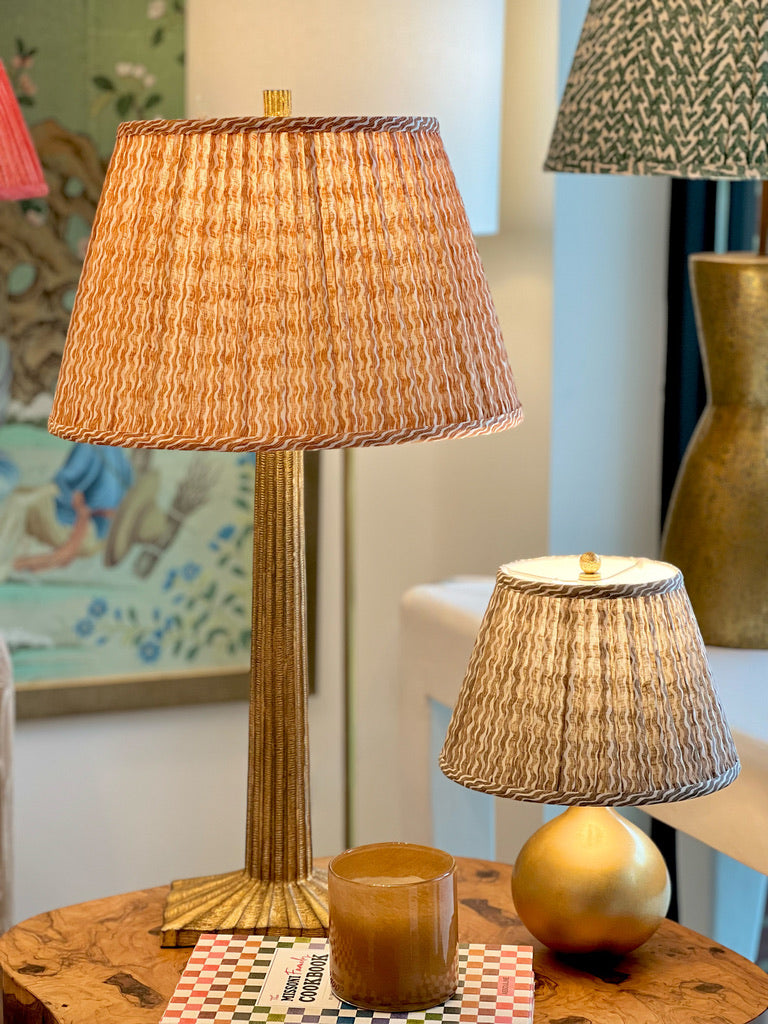 Fermoie Popple Lampshades and brass lamps