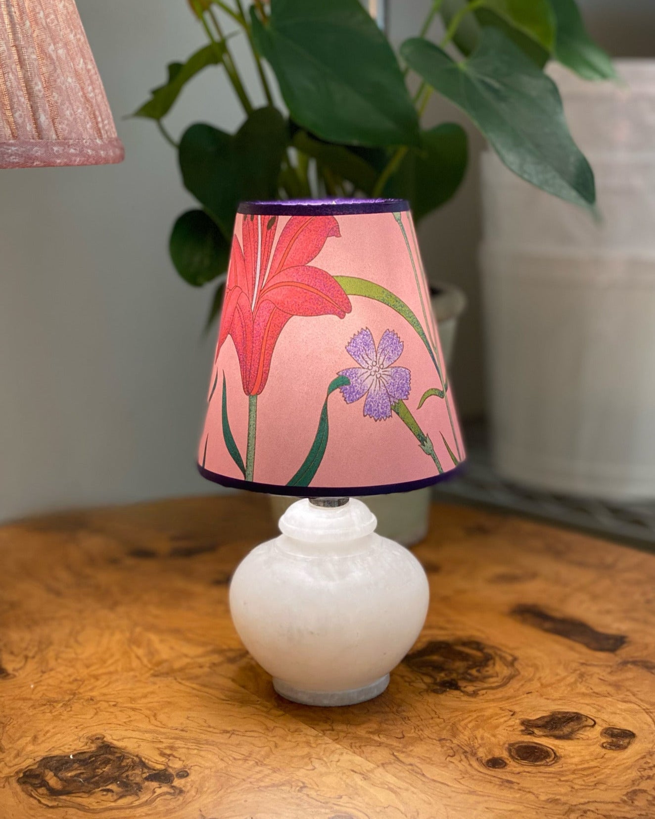 Pink Gucci Floral on a white lamp