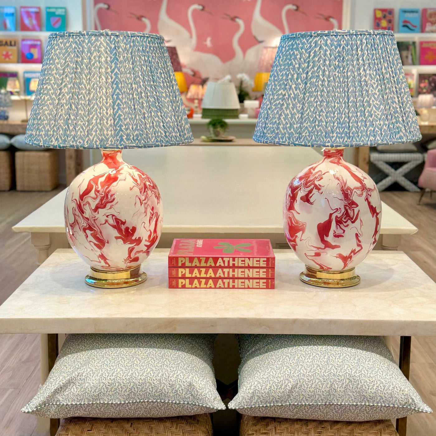 Red and White Marfa Lamps