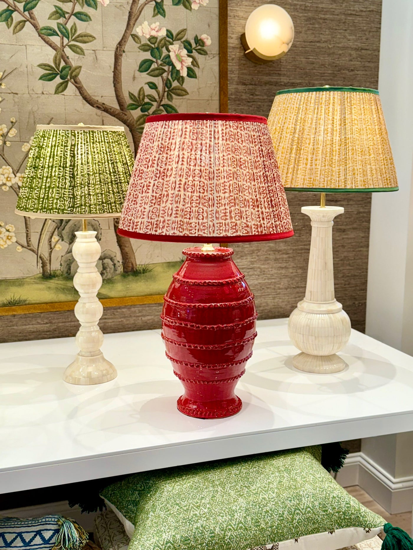 Penny Morrison Red Lamp and Lampshade