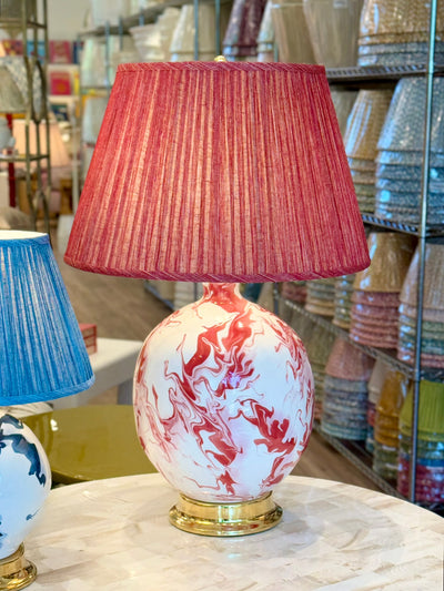 Paul Schneider Lamp and red Fermoie Lampshade