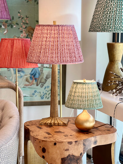 Fermoie Popple Lampshades on Brass Lamps