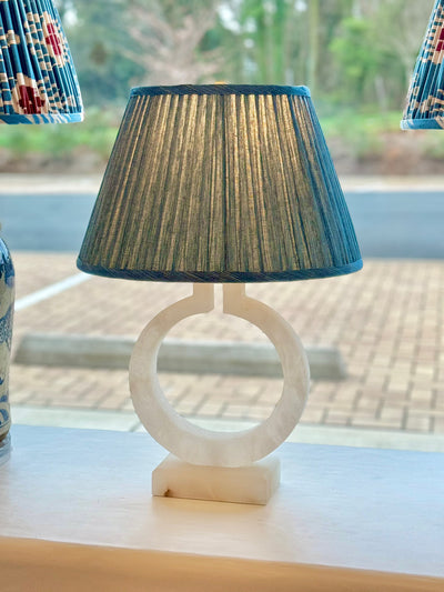 Ring Form Alabaster Lamp with Blue Fermoie Lampshade