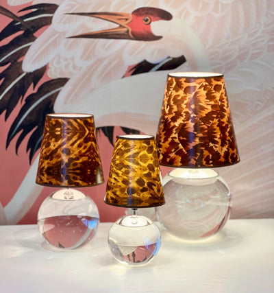 Crystal lamps and tortoise lampshades