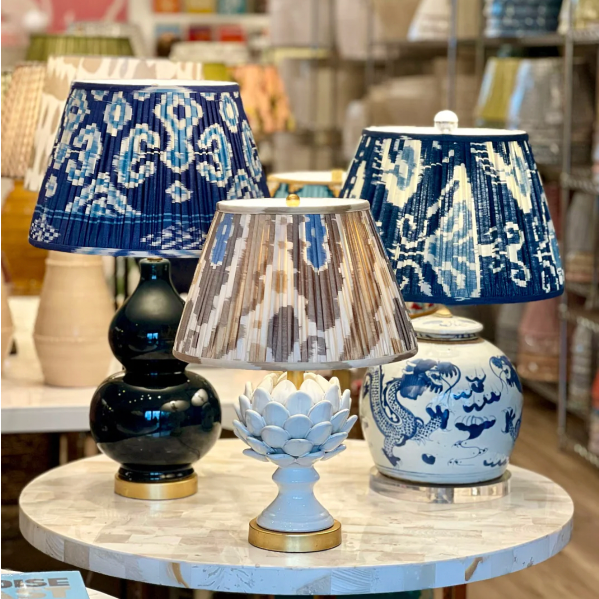 Ikat lampshades