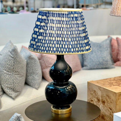 navy lamp and block print lampshade