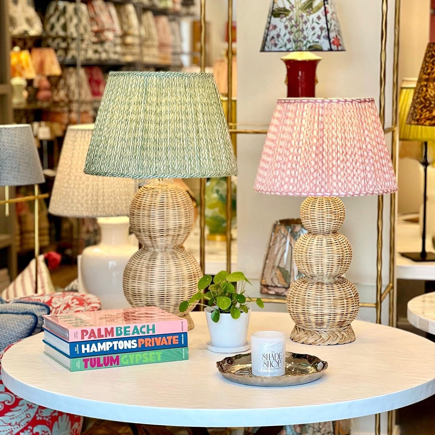 seagrass lamps and fermoie lampshades